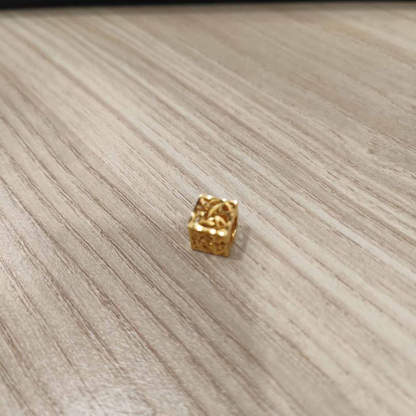 916 Gold Cube Stopper Charm | Modern Bracelet Stopper