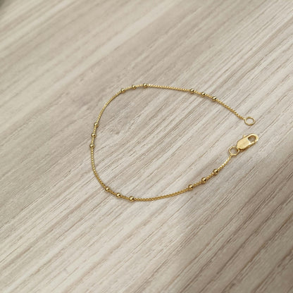 916 Gold Fancy Bead Station Bracelet – 17.5cm