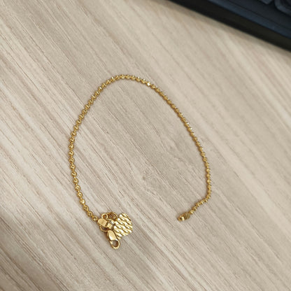 916 Gold Solid Bead Bracelet with Heart Charm