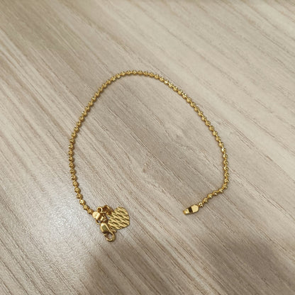 916 Gold Solid Bead Bracelet with Heart Charm
