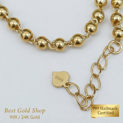 999 Gold Beads Pixiu Bracelet | 24K Gold Lucky Wealth Design