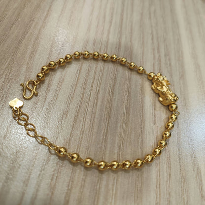 999 Gold Beads Pixiu Bracelet | 24K Gold Lucky Wealth Design