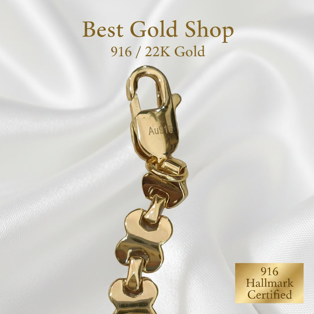 916 Gold Geometric Bracelet | Modern 22K Gold Design