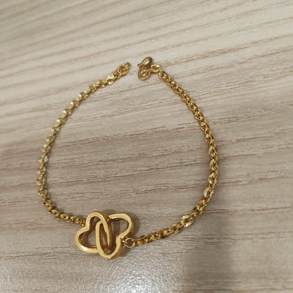 916 Gold Sunflower Double Heart Bracelet | Adjustable 22K Gold