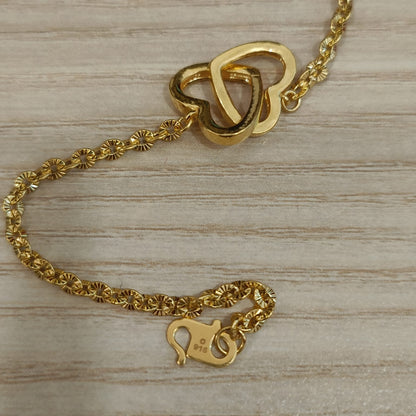 916 Gold Sunflower Double Heart Bracelet | Adjustable 22K Gold