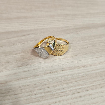 916 Gold Nuggets Ring Full Gold Feather Light
