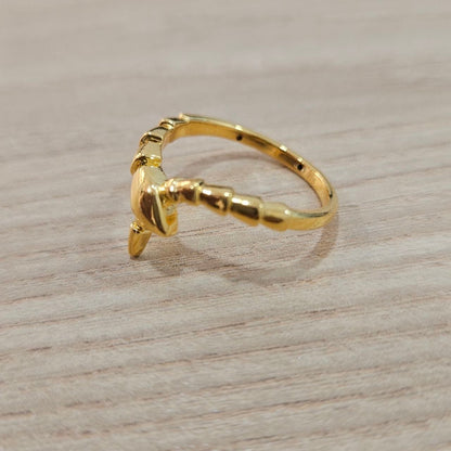 916 Gold Naga Snake Dragon Ring Feather Light
