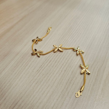 916 Gold 5 Flower Design Bracelet Two Tone