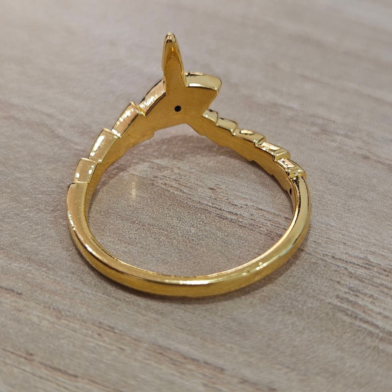 916 Gold Naga Snake Dragon Ring Feather Light