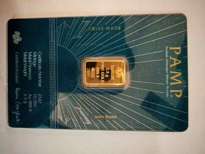 999.9 Gold PAMP Suisse Assorted Gold Bars – 2.5g & 5g
