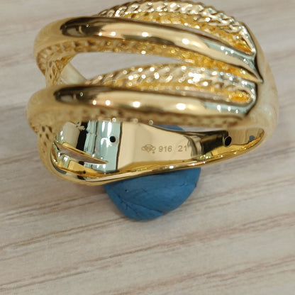 916 Gold Double Cross Wide Ring | Lightweight 22K Crisscross Design