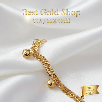 916 Gold Lipan Dangling Heart Bracelet