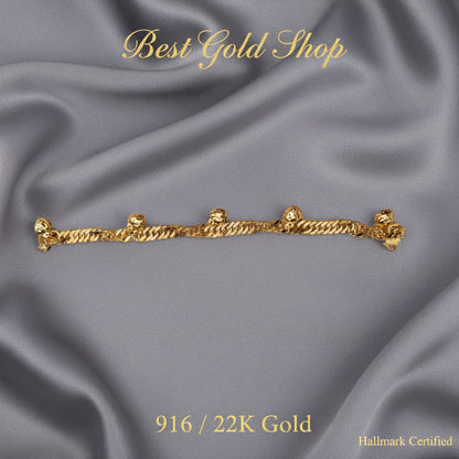 916 Gold Lipan Dangling Heart Bracelet