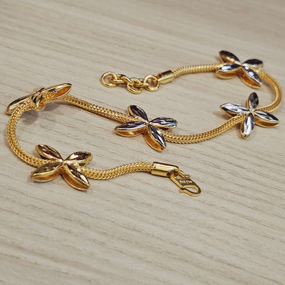 916 Gold 5 Flower Design Bracelet Two Tone