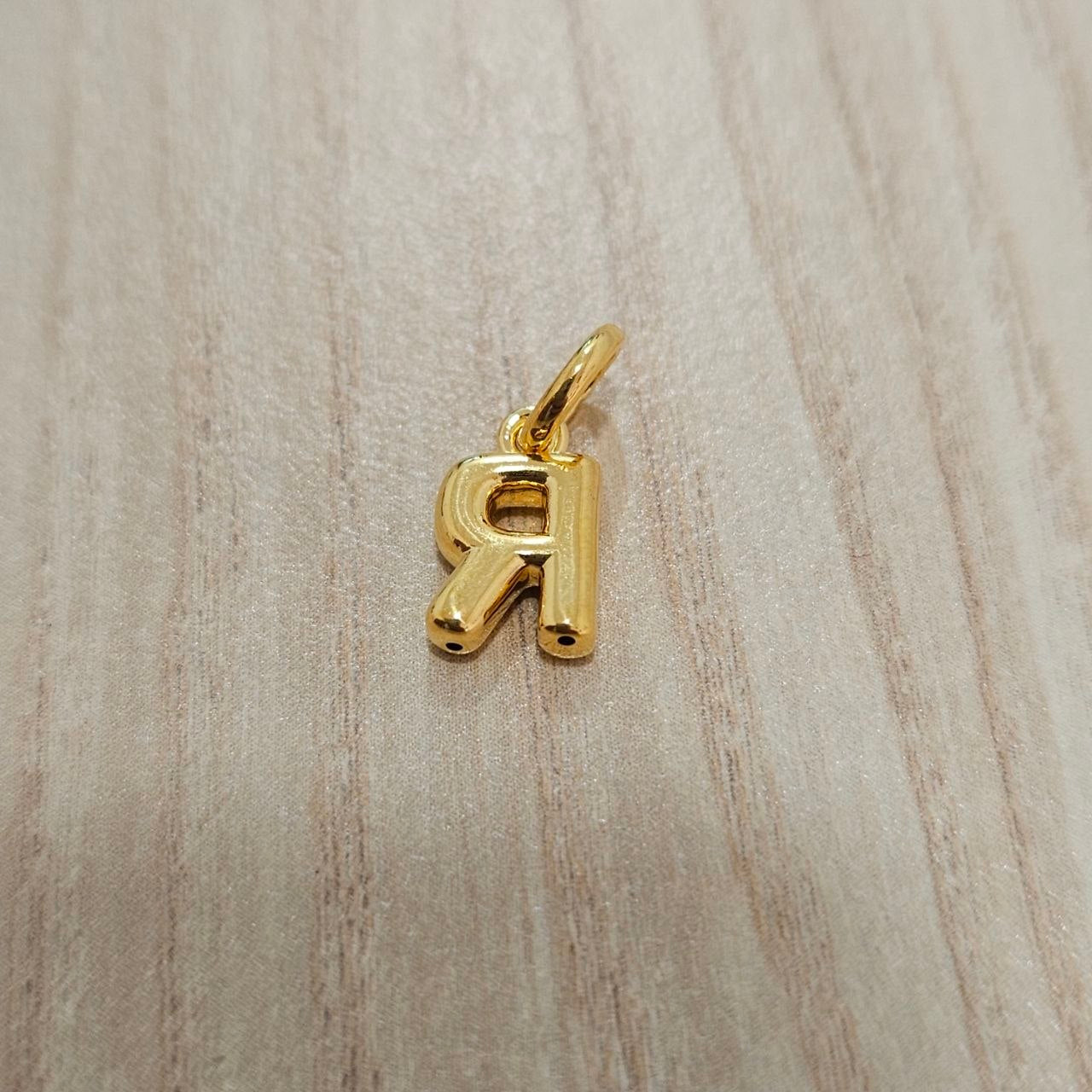 916 Gold Alphabert Pendant Feather Weight Smooth shiny Finish.