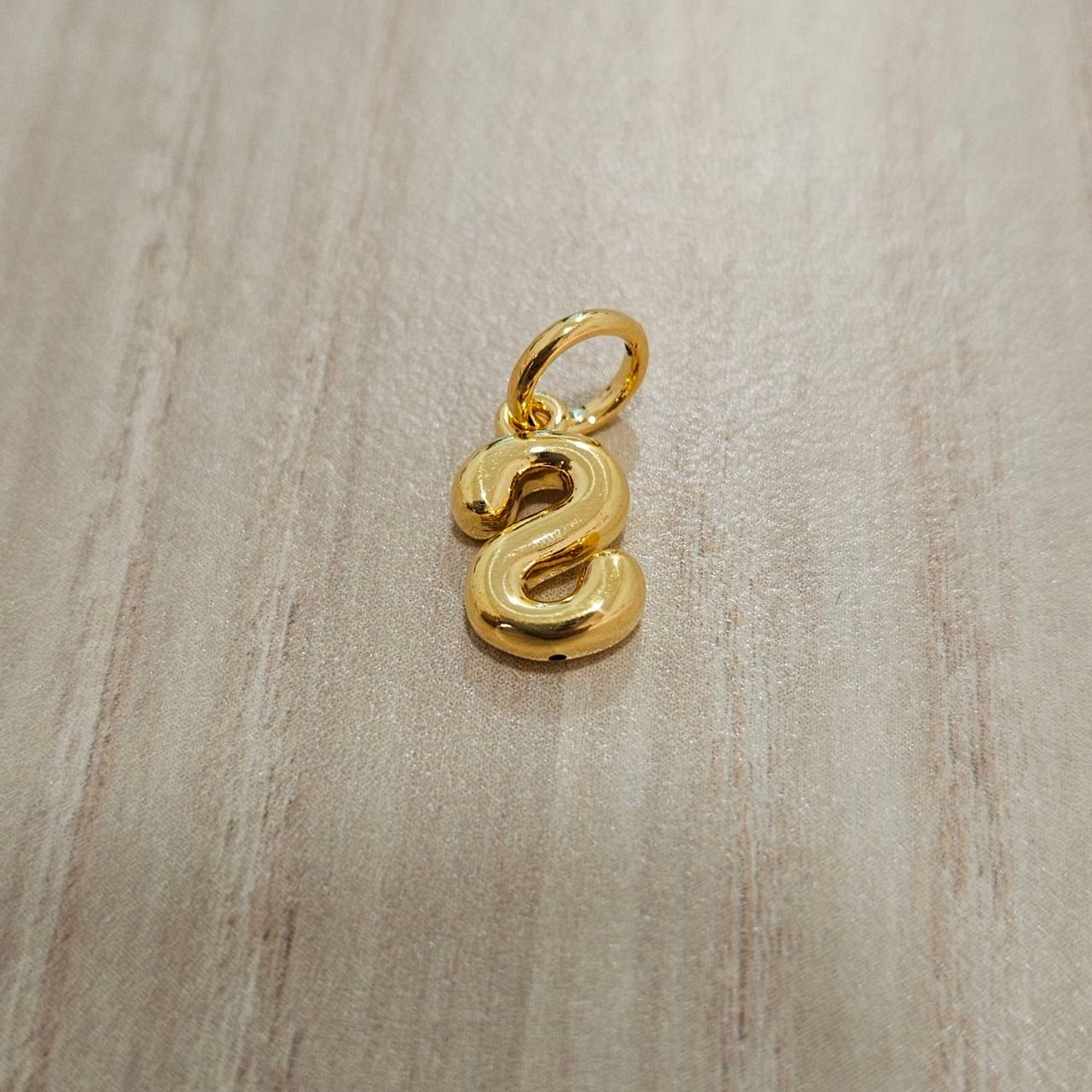 916 Gold Alphabert Pendant Feather Weight Smooth shiny Finish.