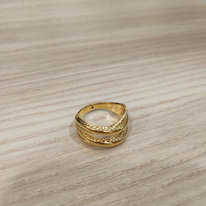916 Gold Double Cross Wide Ring | Lightweight 22K Crisscross Design
