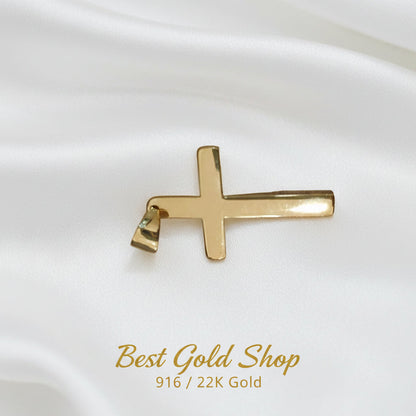 916 Gold (22K) Polished Cross Pendant – Classic 6.3g Design