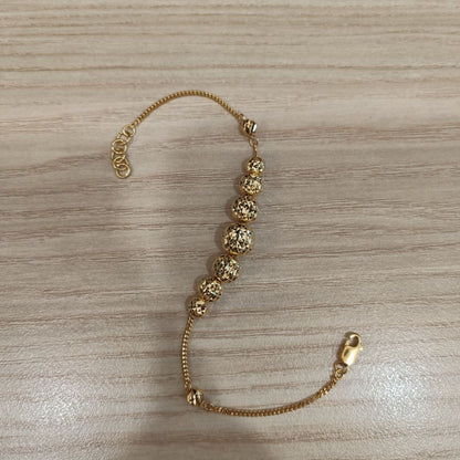916 Gold Graduated Shiny Ball Bracelet | Elegant 22K Design