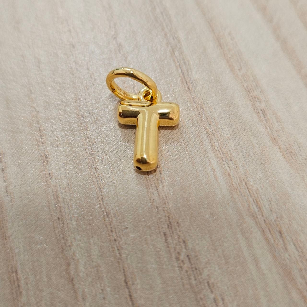 916 Gold Alphabert Pendant Feather Weight Smooth shiny Finish.