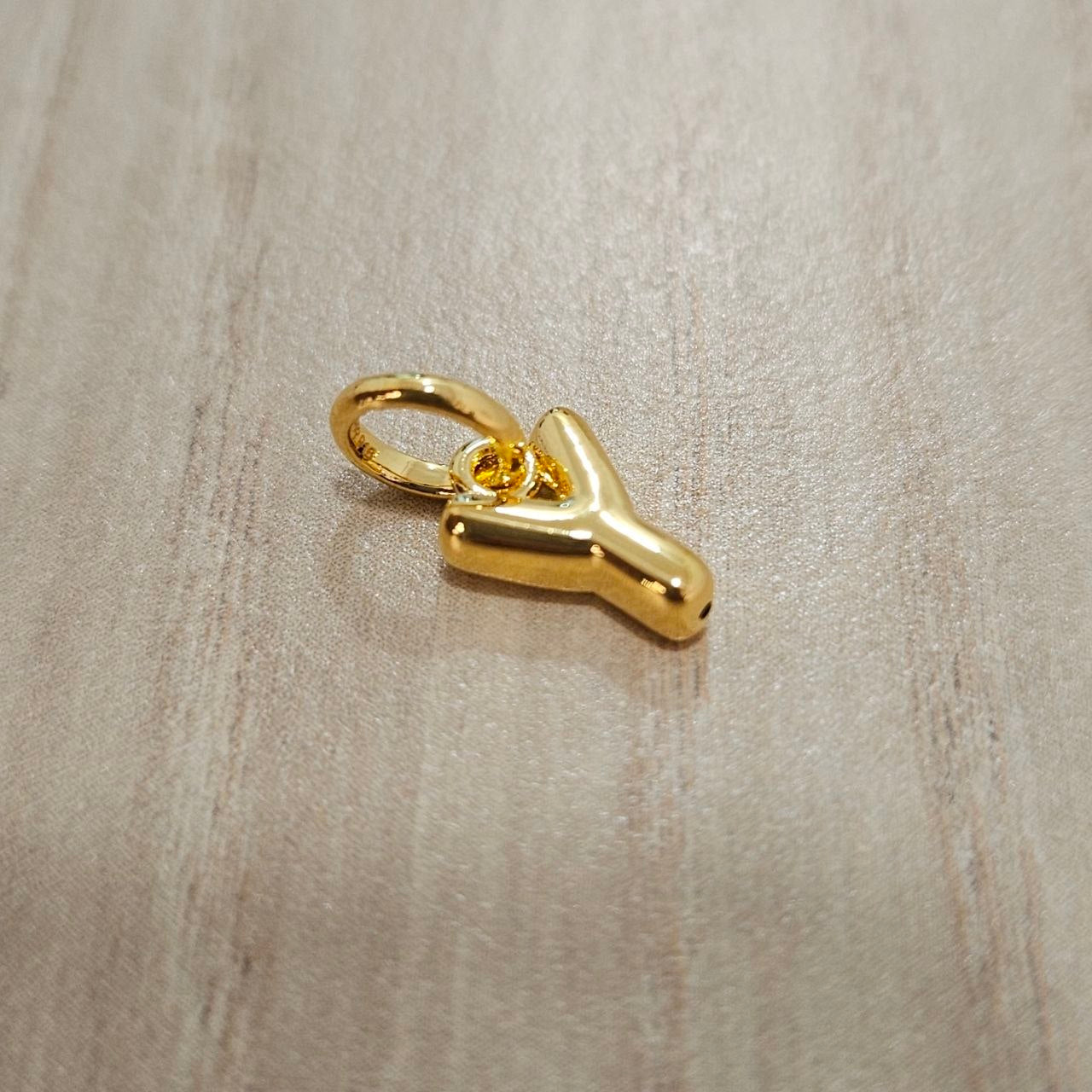 916 Gold Alphabert Pendant Feather Weight Smooth shiny Finish.