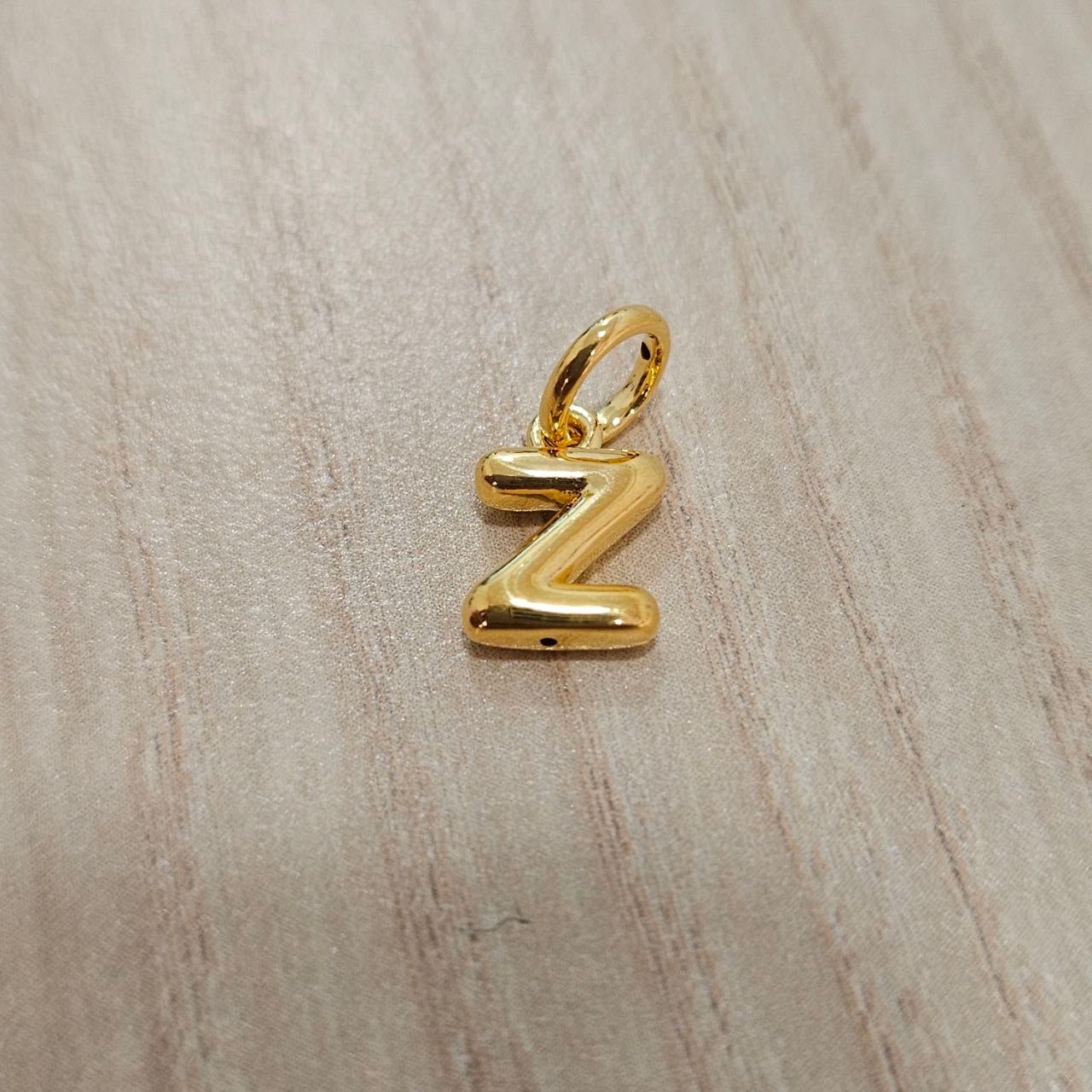 916 Gold Alphabert Pendant Feather Weight Smooth shiny Finish.
