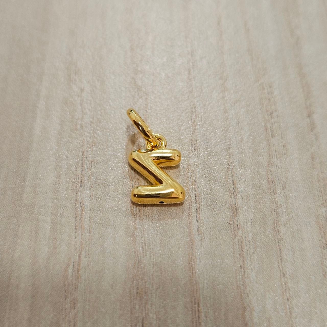 916 Gold Alphabert Pendant Feather Weight Smooth shiny Finish.