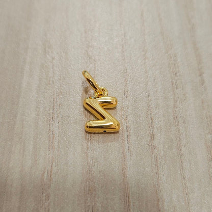916 Gold Alphabert Pendant Feather Weight Smooth shiny Finish.