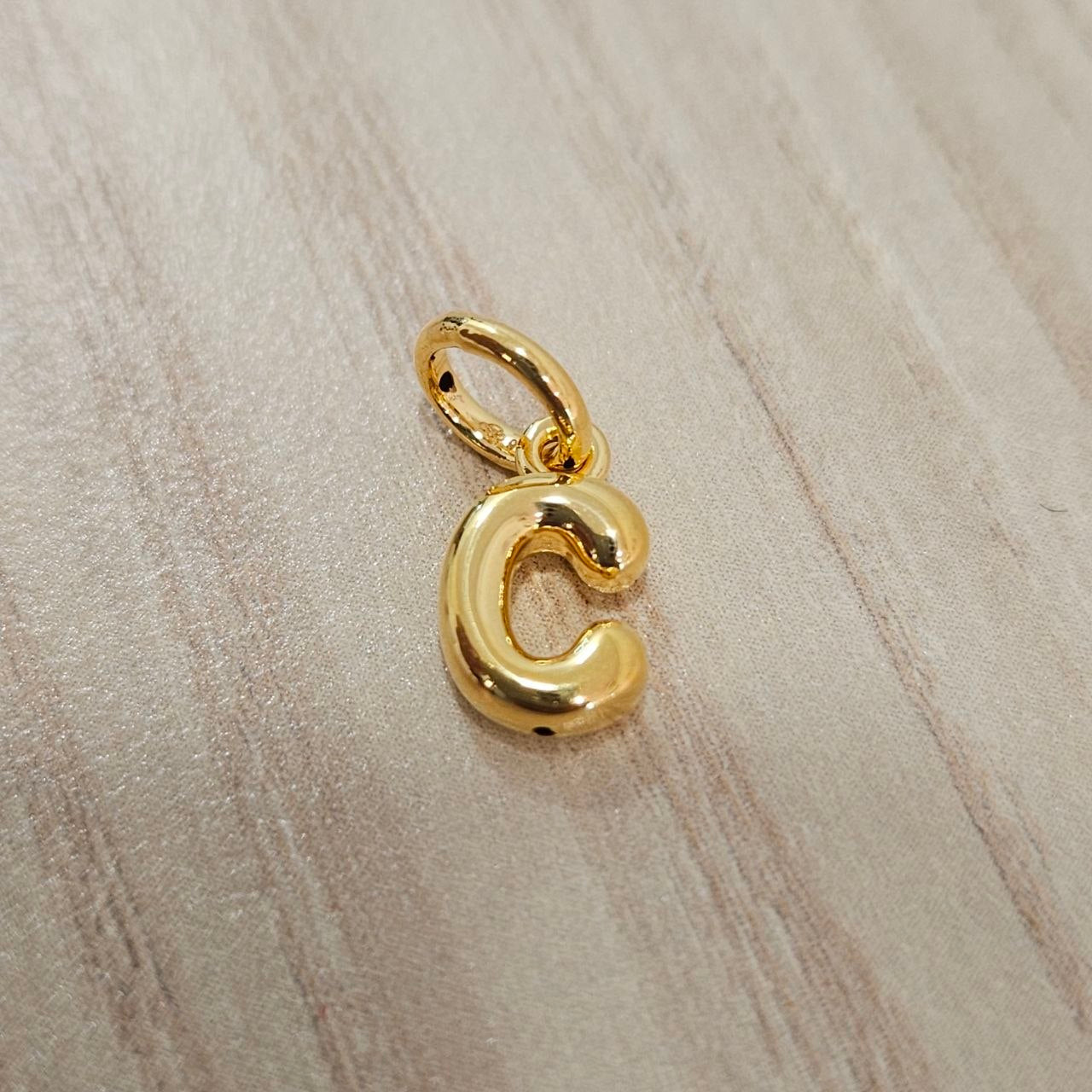 916 Gold Alphabert Pendant Feather Weight Smooth shiny Finish.