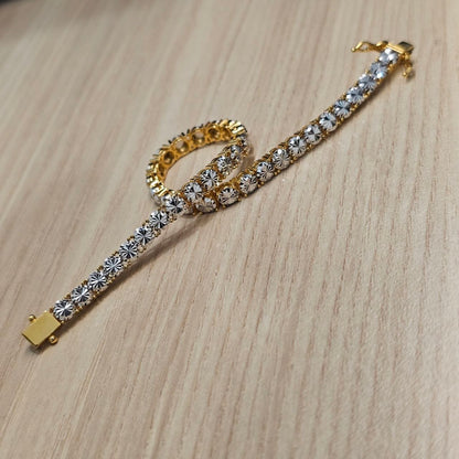 916 Full Gold Diamond Cutting Design 2 Tone Bracelet