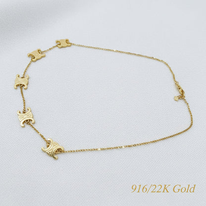 Full-length adjustable 916 gold fancy motif chain