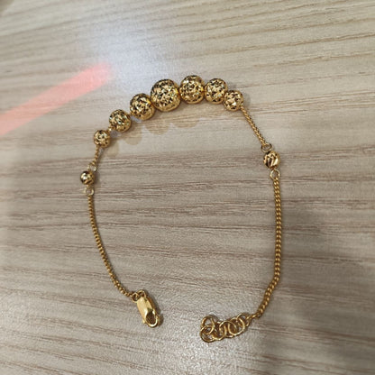916 Gold Graduated Shiny Ball Bracelet | Elegant 22K Design