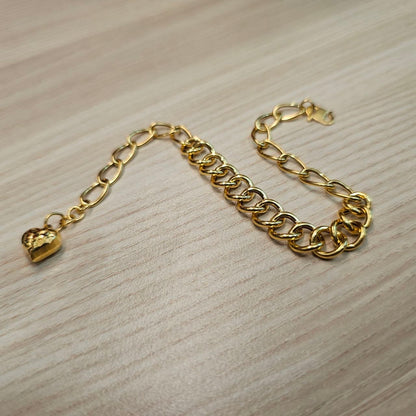 916 Gold Fancy Link Chain Dual Design Bracelet