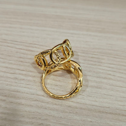 916 Gold Interlock Design Ring Latest Design and Feather Light