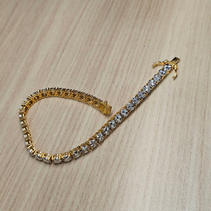 916 Full Gold Diamond Cutting Design 2 Tone Bracelet