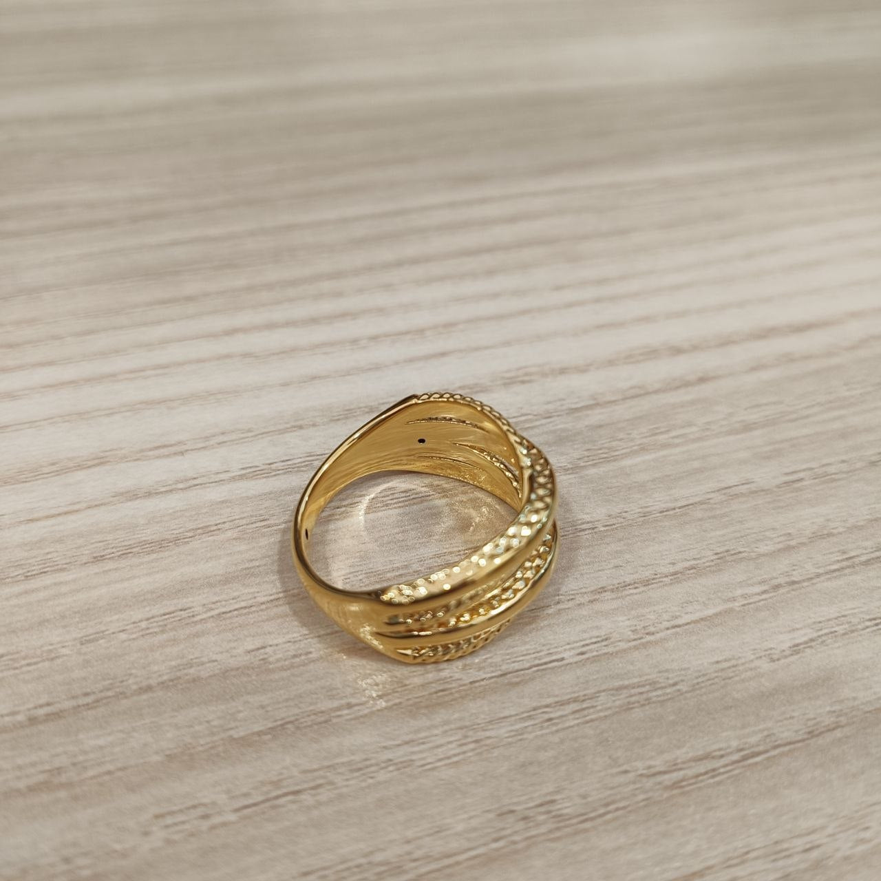 916 Gold Double Cross Wide Ring | Lightweight 22K Crisscross Design