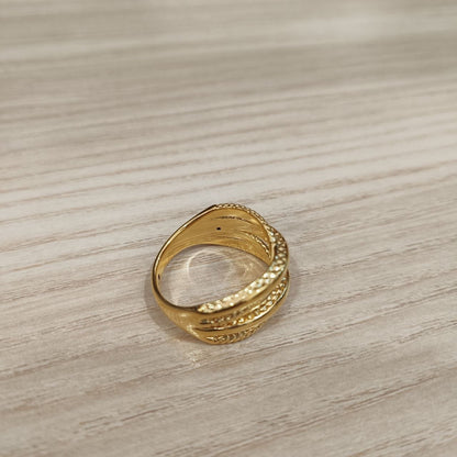 916 Gold Double Cross Wide Ring | Lightweight 22K Crisscross Design