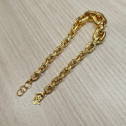 916 Gold Anchor Link With Cutting Bracelet Hollow Design