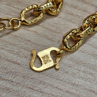 916 Gold Anchor Link With Cutting Bracelet Hollow Design