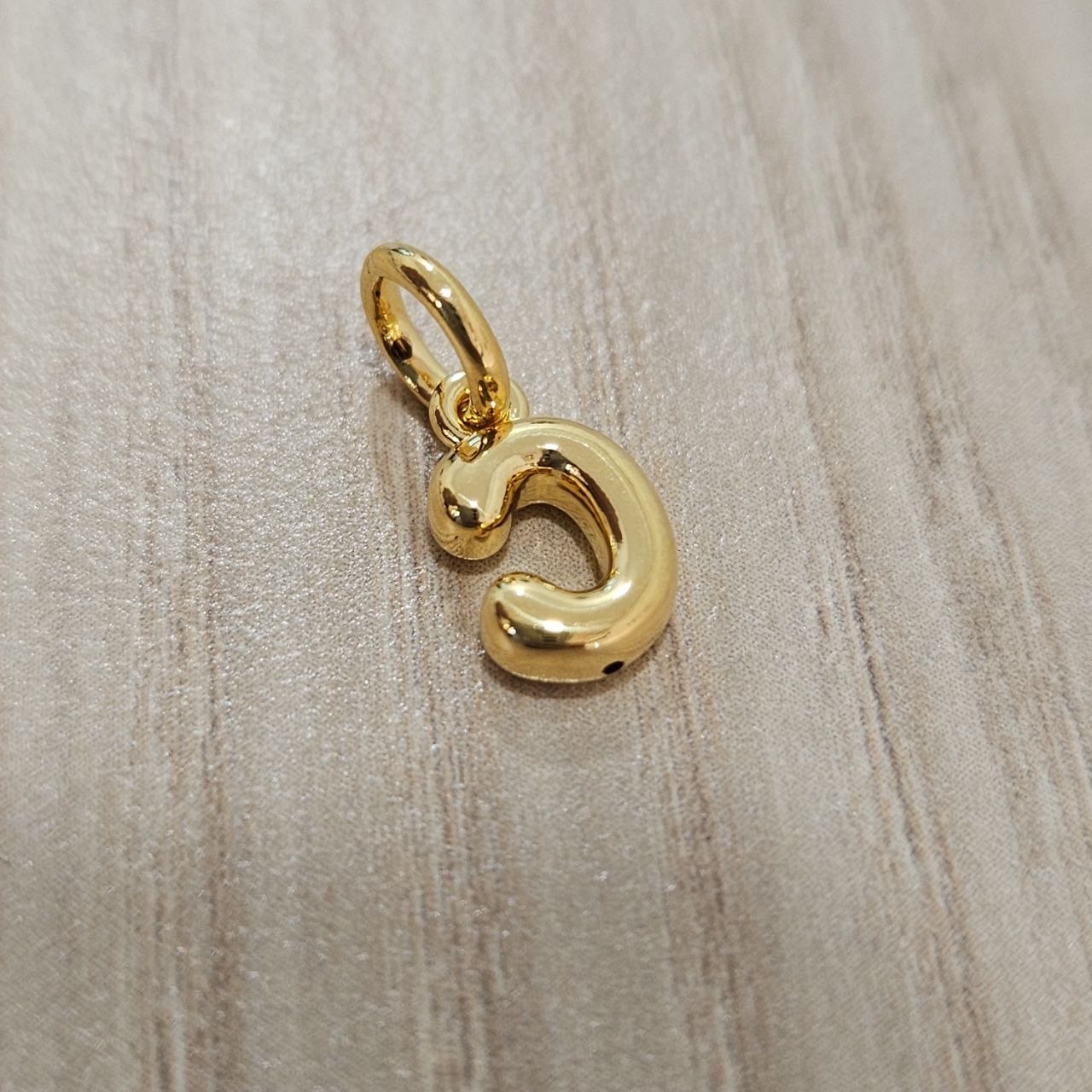 916 Gold Alphabert Pendant Feather Weight Smooth shiny Finish.