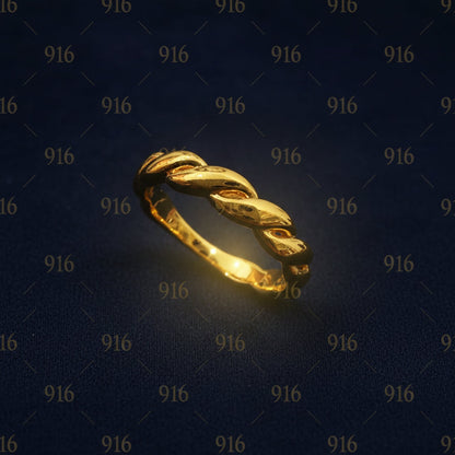 916 Gold Half Twisted Ring New Design Feather Light Rings