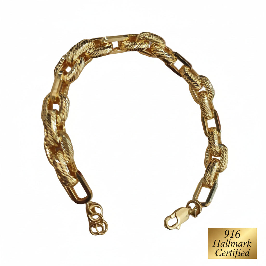916 Gold Hollow Wan Zi Bracelet | Elegant 22K Gold Design