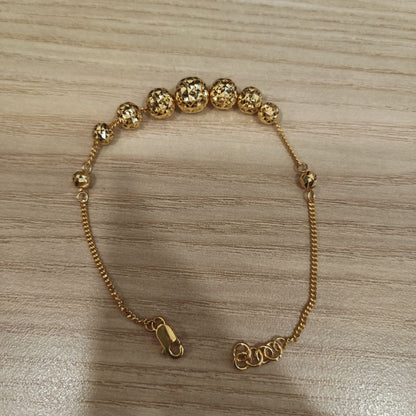 916 Gold Graduated Shiny Ball Bracelet | Elegant 22K Design