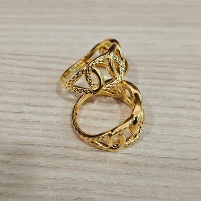 916 Gold Interlock Design Ring Latest Design and Feather Light