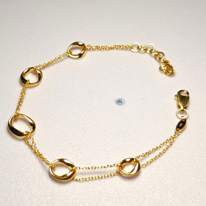 916 Gold Wan Zi Ring Link Bracelet | Adjustable 22K Design