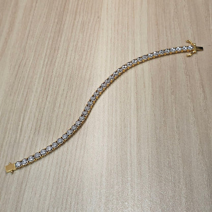 916 Full Gold Diamond Cutting Design 2 Tone Bracelet
