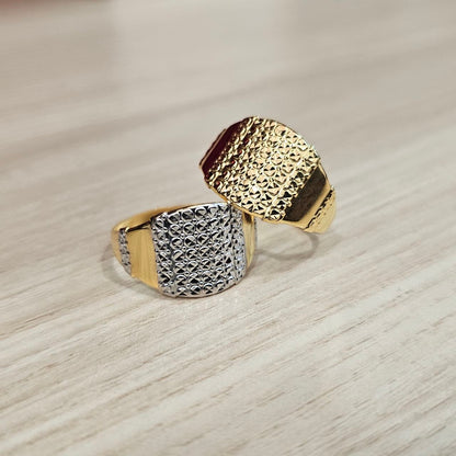 916 Gold Nuggets Ring Full Gold Feather Light