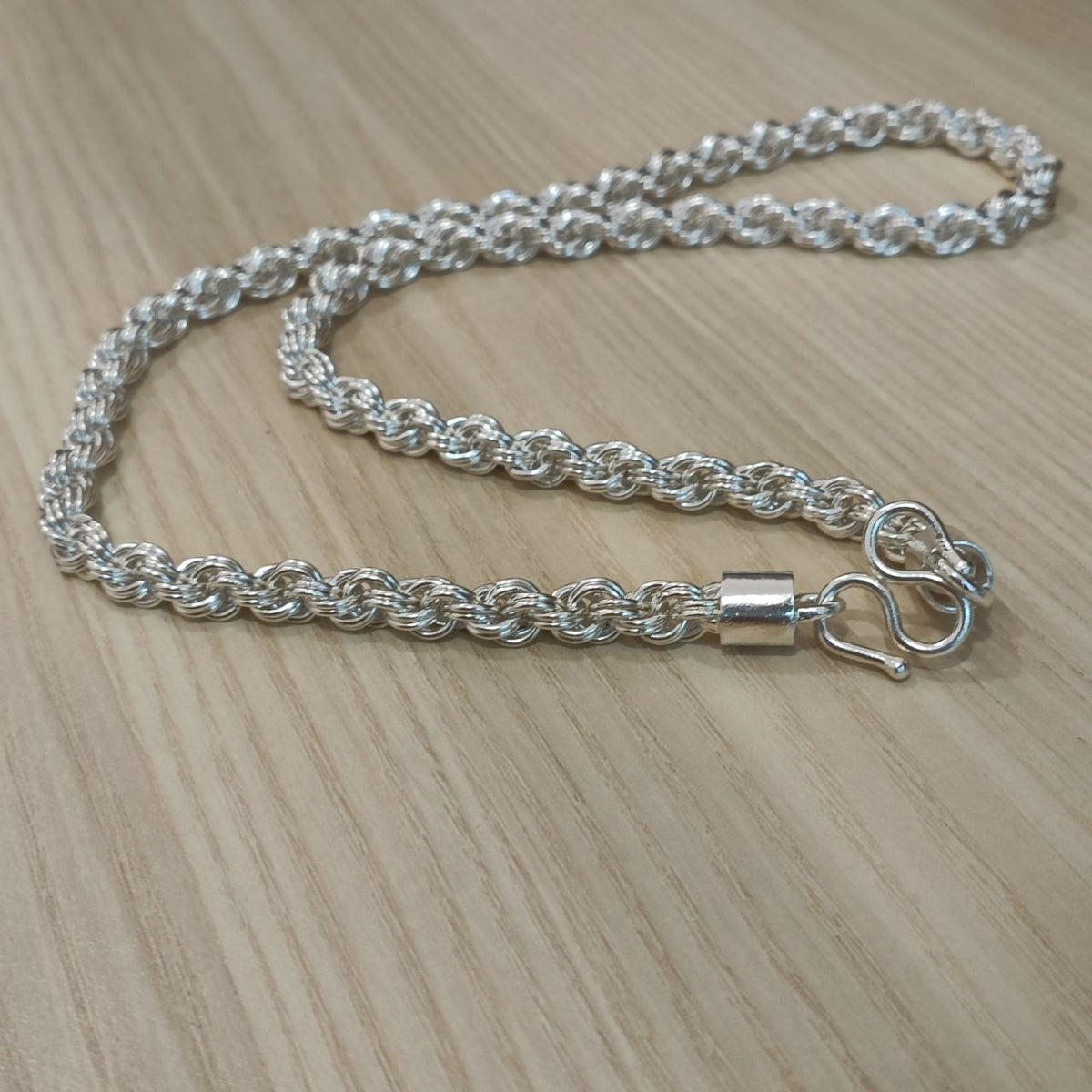 990 Silver Rope Ring Chain Necklace | Classic Design