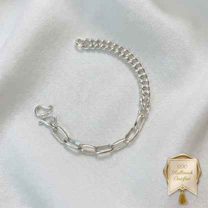 990 Silver Fishbone Link Bracelet | Classic Design