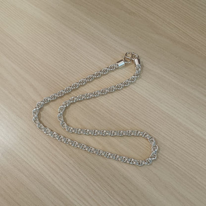 990 Silver Rope Ring Chain Necklace | Classic Design